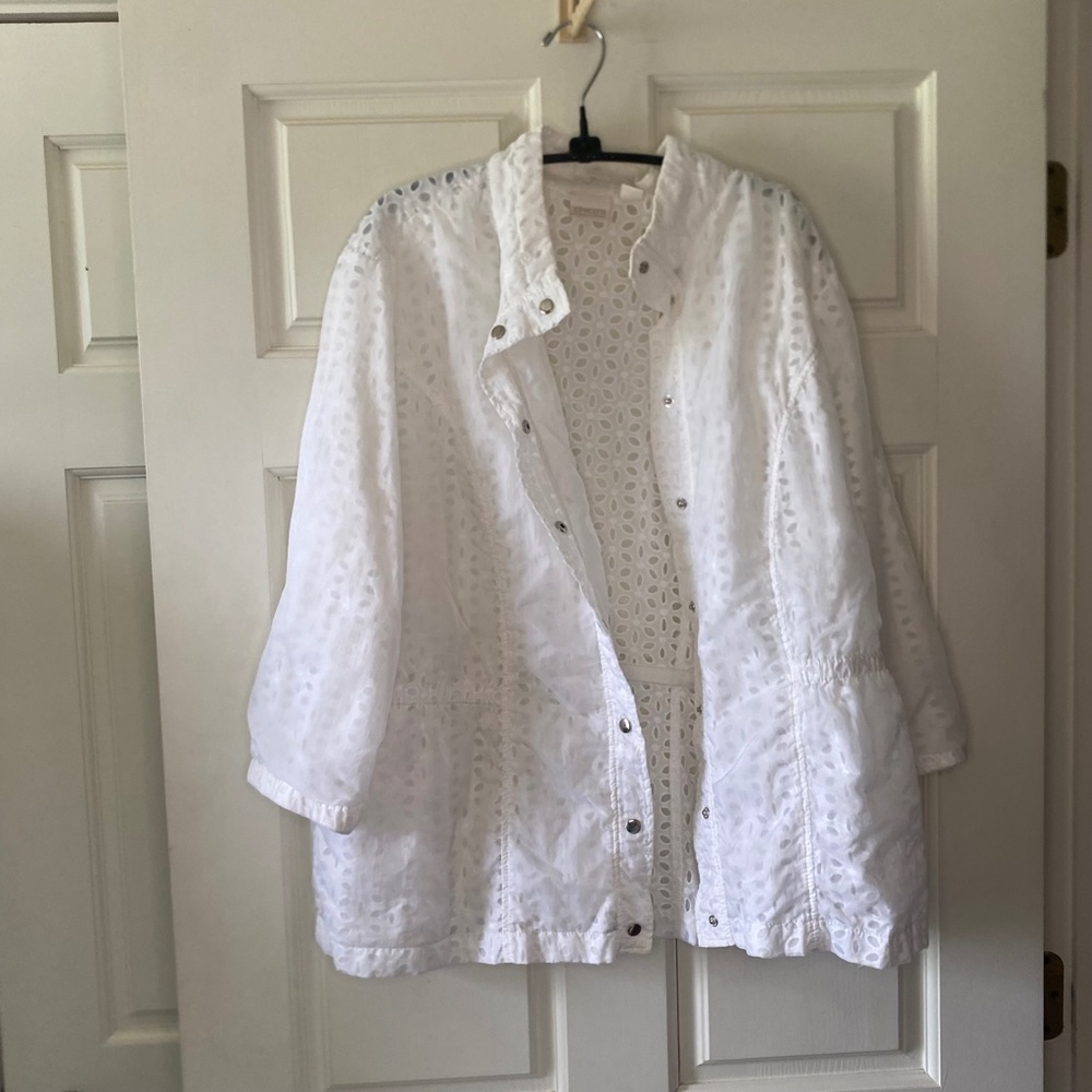 *SET* Chico's Zenergy Collection White Eyelet Jacket & Tank - Sz XL (Chico's 3) - Picture 3 of 13